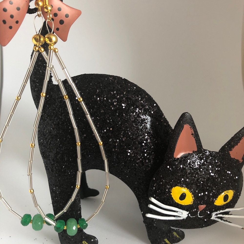 Star Crafts Emerald Hoop Earrings
